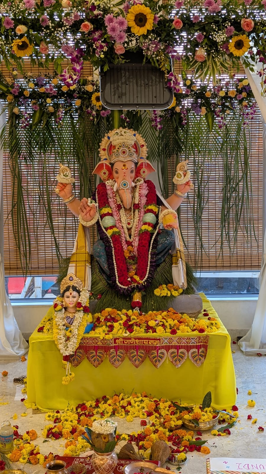 Ganesh idol decorated with flowers at last year's celebration