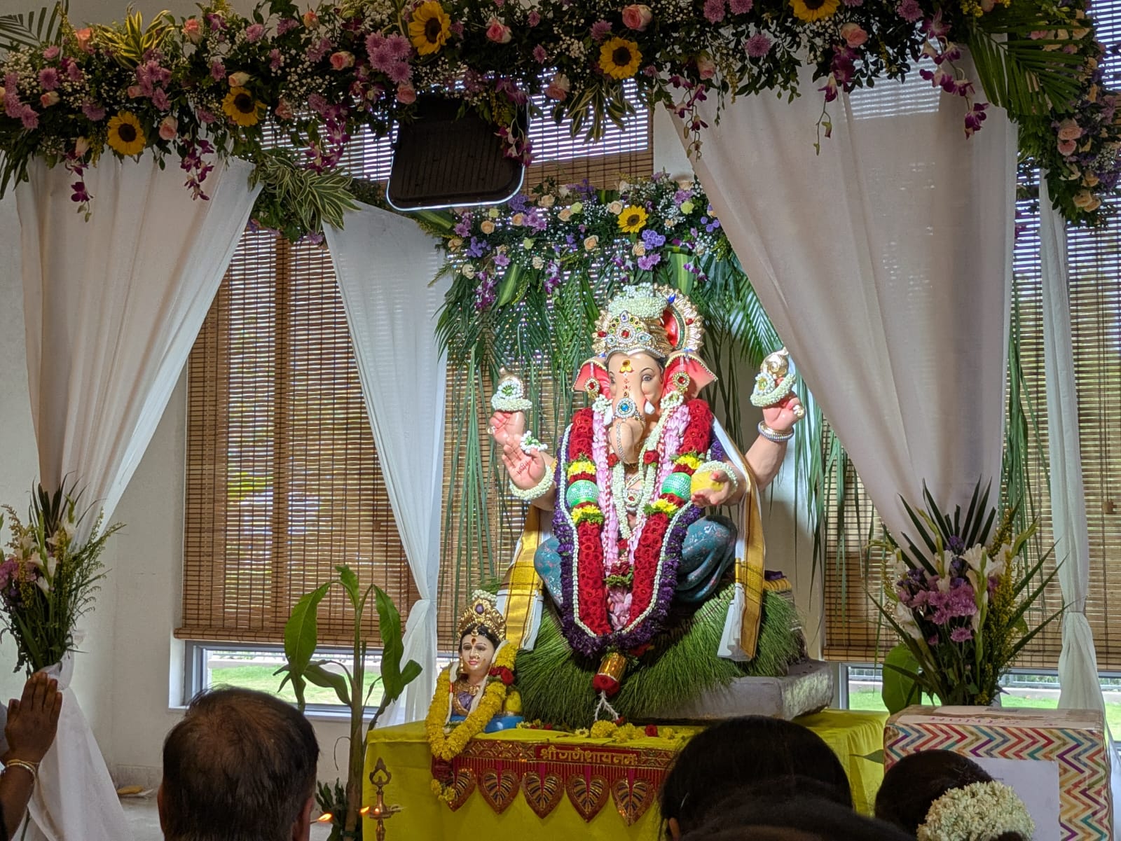 Ganesh idol adorned with garlands at last year's celebration